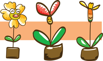 flowers in a pot isolated vector icon