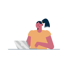 woman working in laptop
