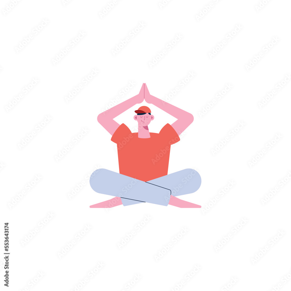 Sticker young man in lotus position