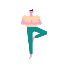 standing man practicing yoga