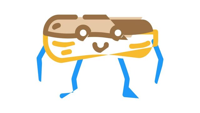 eclair dessert character color icon animation