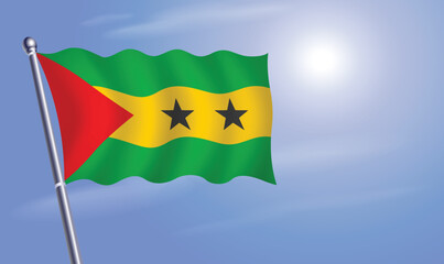 Sao Tome and Principe flag against a blue sky
