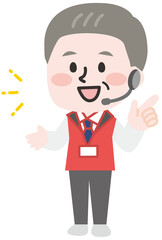 量販店スタッフのシニア男性