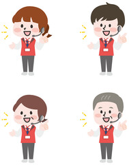 量販店スタッフセットイラスト