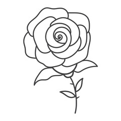 Rose flower line icon isolated flat design vector illustration.