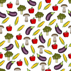 pixel pattern of icons of vegetables for proper nutrition on a white background