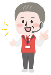 量販店スタッフのシニア男性