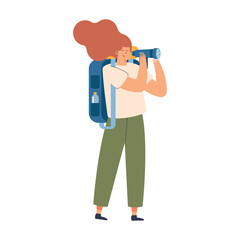 female traveler with binoculars