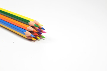 assorted color pencils, isolated on white background