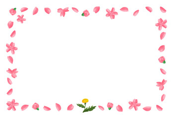 蒲公英と桜のフレーム