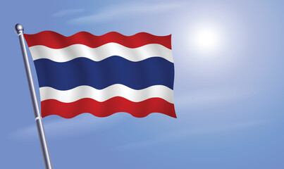 Thailand flag against a blue sky