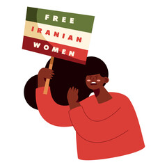 iranian woman with banner