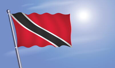 Trinidad and Tobago flag against a blue sky