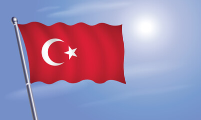 Turkey flag against a blue sky