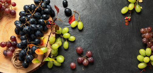 Grapes on a dark background.