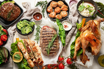 Assortment of healthy cooked meat.