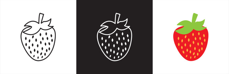 Strawberry icon. Strawberry icon collection. Strawberry sign and symbol. Vector illustration.