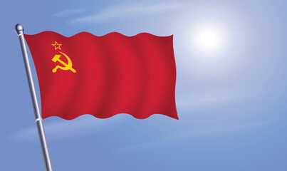 USSR flag against a blue sky