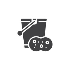 Bucket and sponge vector icon
