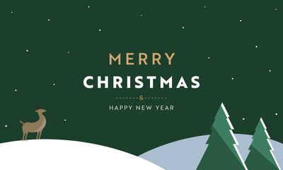 シンプルで可愛いフラットなデザインのクリスマス背景テンプレート（緑）　Simple and cute flat design Christmas background template (green)