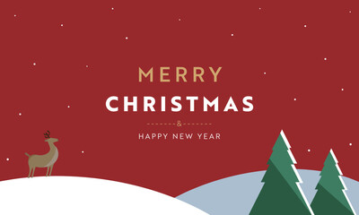 Fototapeta na wymiar シンプルで可愛いフラットなデザインのクリスマス背景テンプレート（赤）　Simple and cute flat design Christmas background template (red)