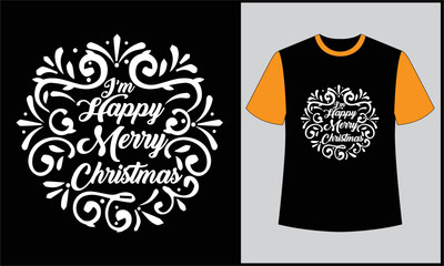 i am happy merry christmas typography t shirt design