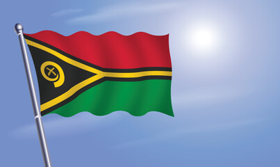 Vanuatu flag against a blue sky