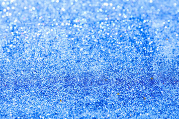 Obraz premium Closeup view of blue glitter as background
