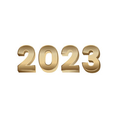 2023 gold in white Background Design, Greeting Card, Banner, Poster. Vector Illustration.