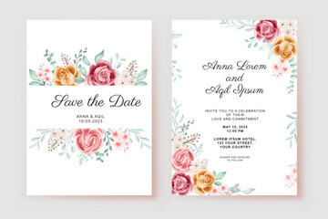 Rose Pink Yellow Wedding invitation template card