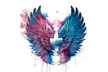 Beautiful magic watercolor angel wings