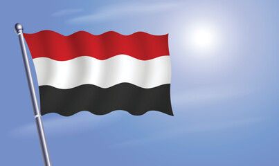 Fototapeta na wymiar Yemen flag against a blue skyflag against a blue sky