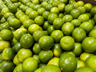 Fresh lemon in the supermarket. Vegetables and fruits exposed for consumer choice. Brazilian hortifrutti
