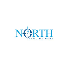 North letter logo with compass on the O letter