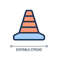 Traffic cone pixel perfect RGB color ui icon. Road parking. Construction site. Simple filled line element. GUI, UX design for mobile app. Vector isolated pictogram. Editable stroke. Arial font used
