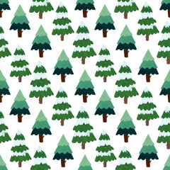 Obraz premium seamless pattern of Christmas trees on a white background.