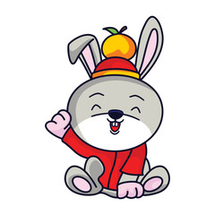 Cute rabbit Happy Chinese new year 2023 for a greeting card - wealth gold money prosperity. 