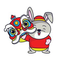 Obraz na płótnie Canvas Cute rabbit Happy Chinese new year 2023 for a greeting card - wealth gold money prosperity. 