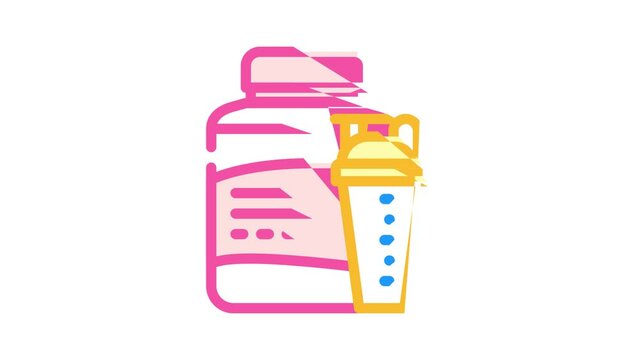whey protein milk product color icon animation