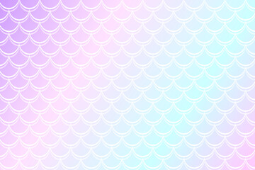 Mermaid holographic background in fantasy style with scales. Unicorn pink gradient texture. Sea fish kawaii vector backdrop.