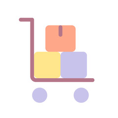 Obraz premium Pallet truck with parcels flat color ui icon. Warehouse equipment. Postal logistics. Delivery service. Simple filled element for mobile app. Colorful solid pictogram. Vector isolated RGB illustration