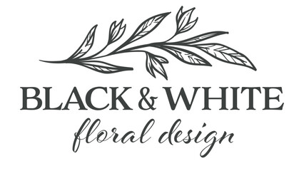 Floral design black and white flower monochrome sketch