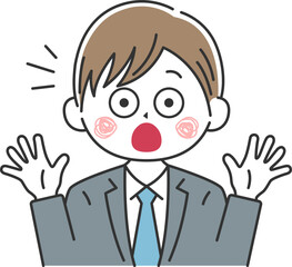 驚いてビックリする、ビジネスマンのイラスト