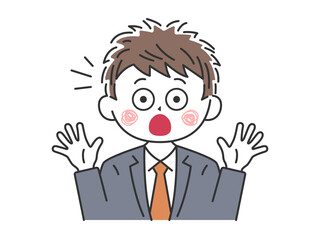 驚いてビックリする、若いビジネスマンのイラスト