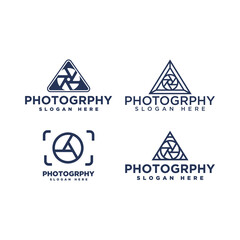 camera and triangle logo icon and vector