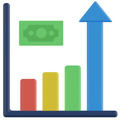profit chart 3d render icon with transparent background
