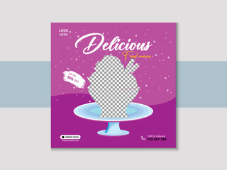 Food menu and restaurant social media banner template