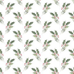 decorative seamless pattern with holly branches