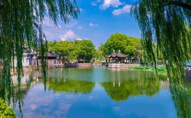 Fototapeta na wymiar Lake Scenery of Tianyi Museum, Ningbo, Zhejiang, China