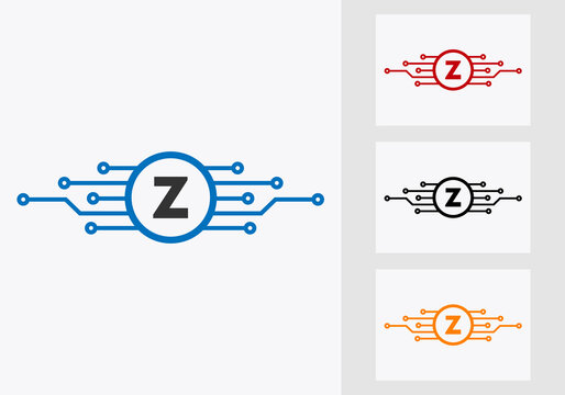 Letter Z Technology Logo Design Template. Network Logo Design